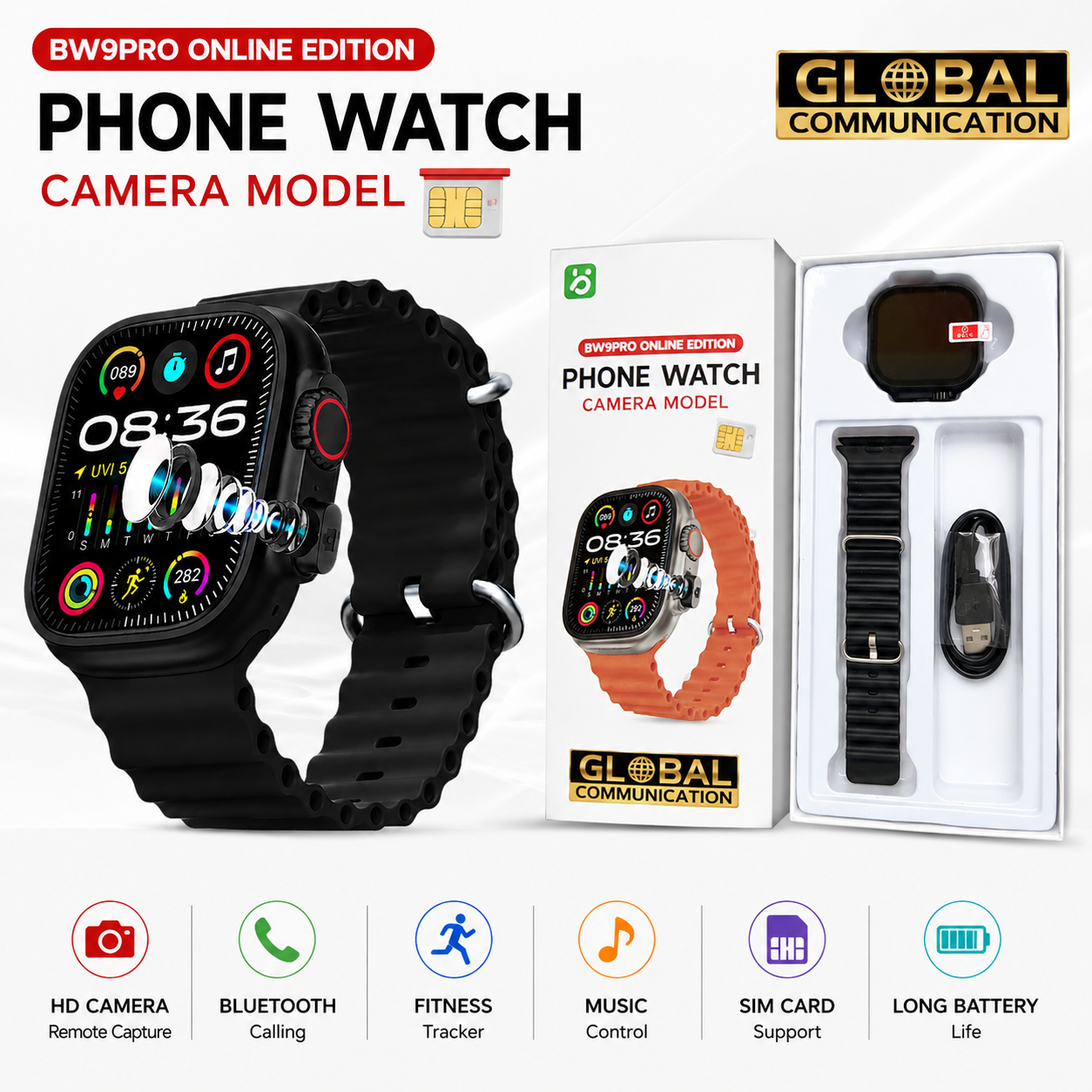 BW9 PRO Smartwatch' Sim & Camera Support