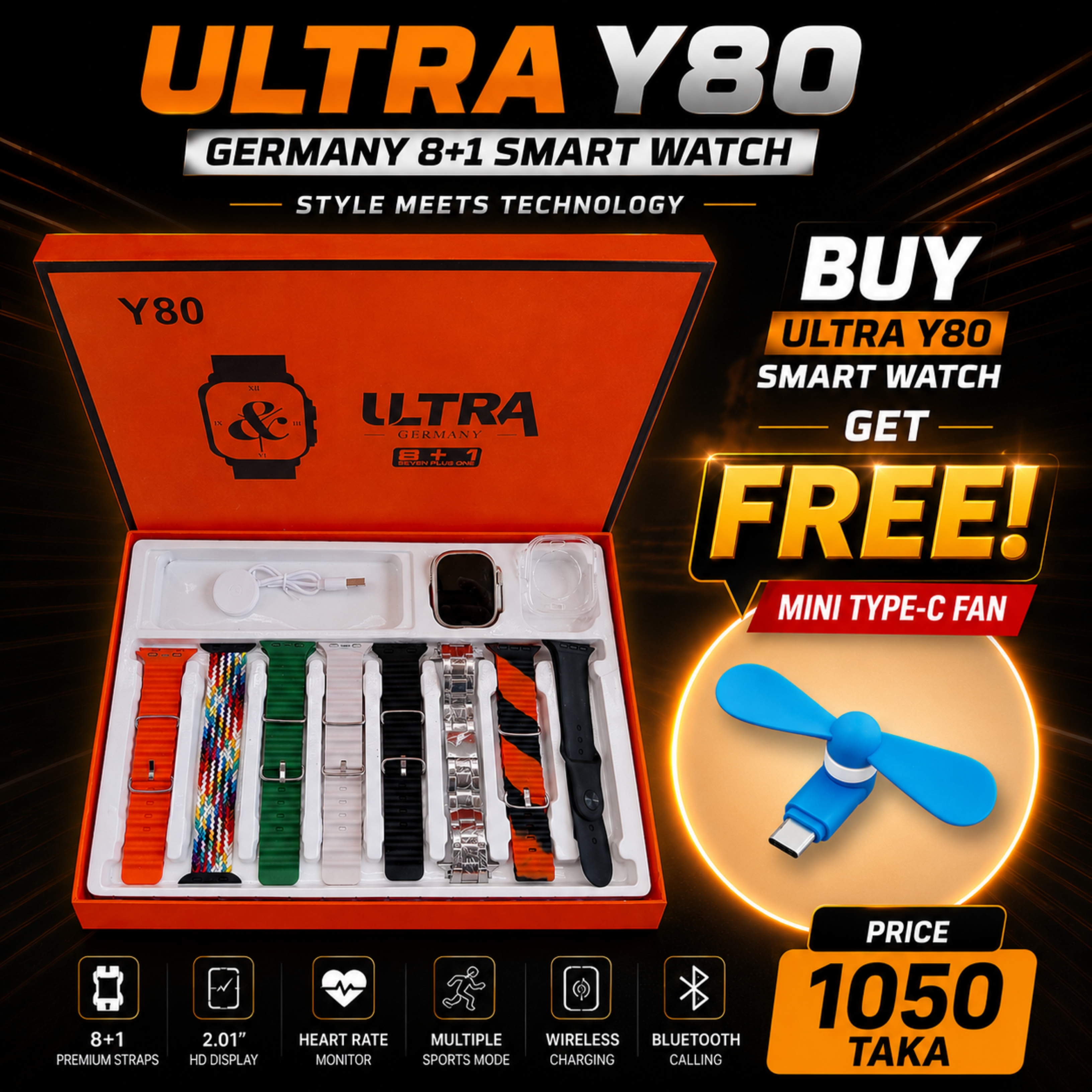 Y80 Ultra Watch & Type-C Mini Fan