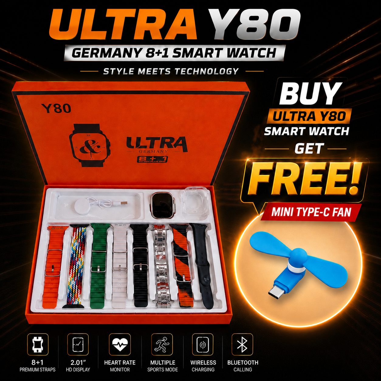 Y80 Ultra Watch & Type-C Mini Fan